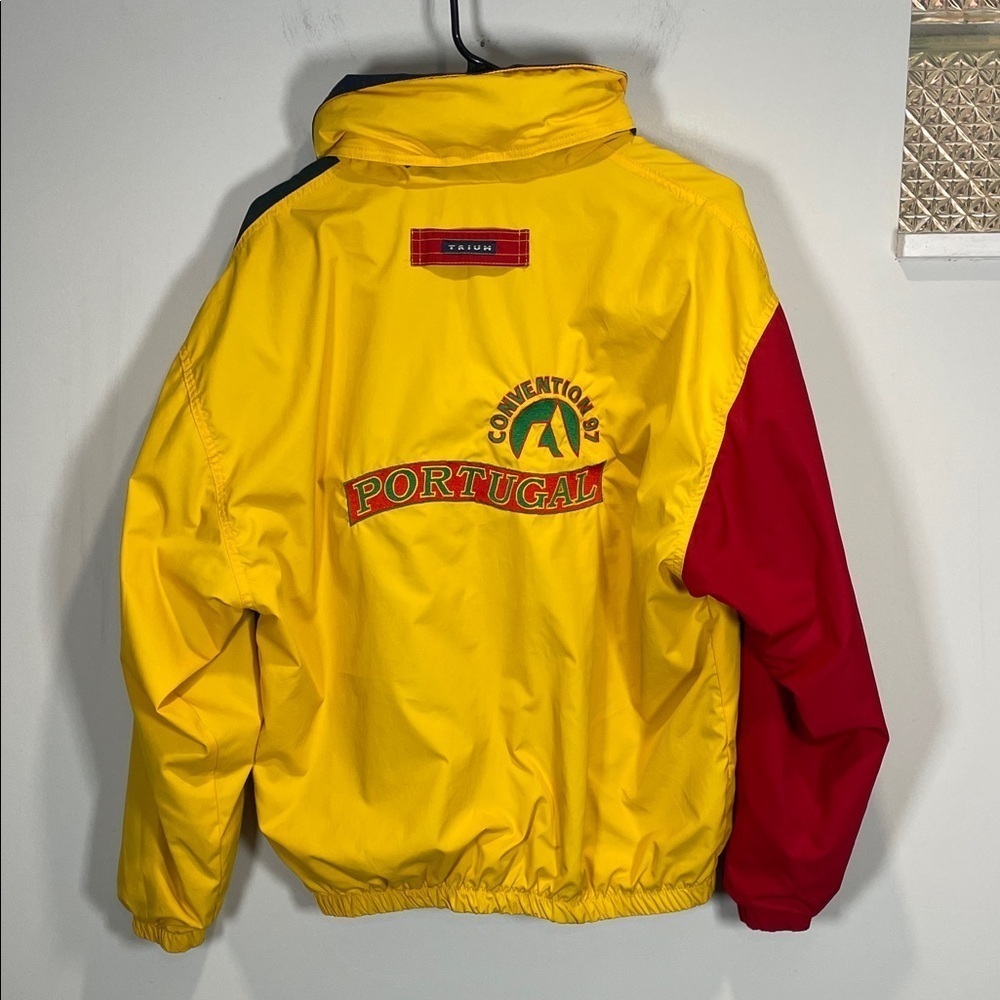 Vintage 90s Colorblock Windbreaker Jacket Red Yellow Green Men M - Picture 7 of 11